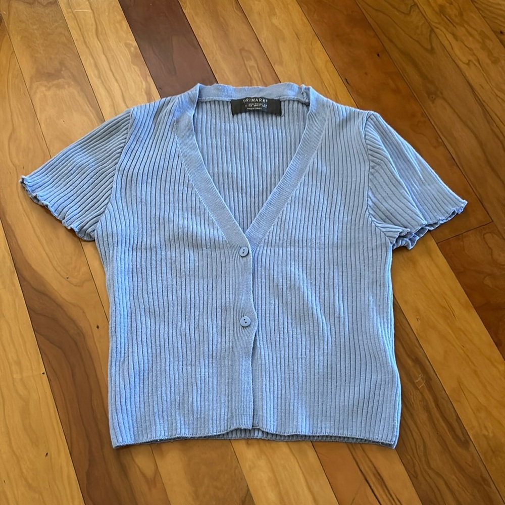 periwinkle blue knit shirt